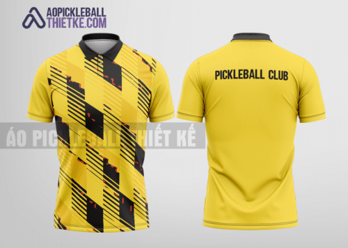 Mẫu áo cài cúc thi đấu pickleball CLB Phú Xuyên màu vàng thiết kế nam PL77
