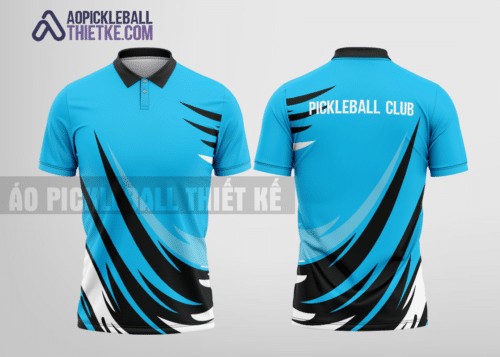 Mẫu áo cài cúc thi đấu pickleball CLB Sông Lô màu xanh da trời thiết kế nam PL129