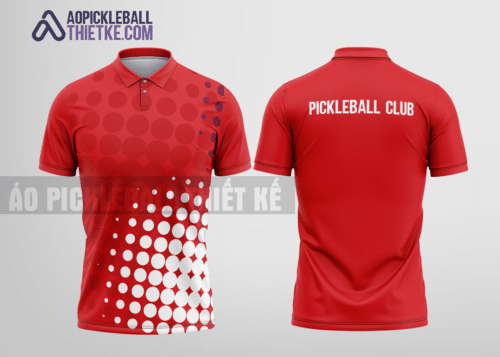 Mẫu áo chơi cổ trụ pickleball CLB Phú Vang màu đỏ thiết kế tốt nhất PL76