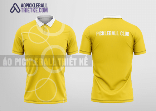 Mẫu áo cổ trụ đánh pickleball CLB Quế Phong màu vàng thiết kế cao cấp PL98