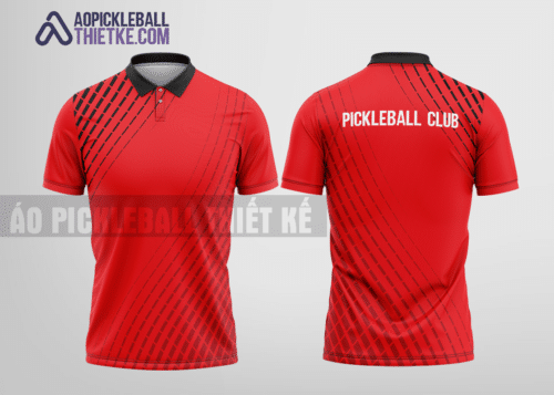Mẫu áo cổ trụ đánh pickleball CLB Tân Phú màu đỏ thiết kế chất lượng PL150