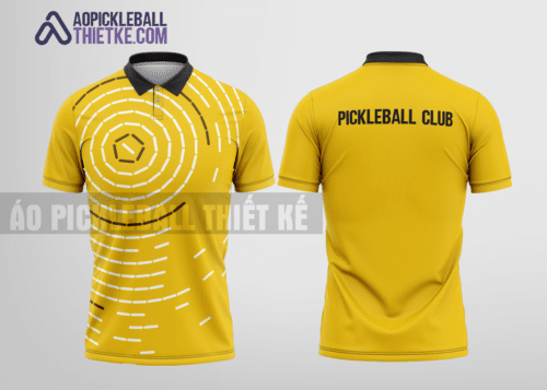 Mẫu áo đồng phục cổ trụ pickleball CLB Tân Lạc màu vàng thiết kế cao cấp PL149