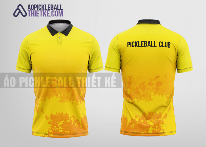 Mẫu áo thun polo pickleball CLB Phú Quý màu vàng thiết kế tương lai PL70