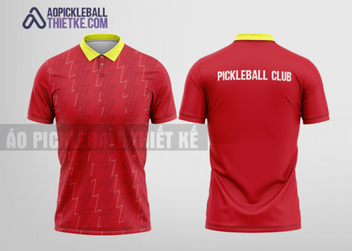 Mẫu áo thun polo pickleball CLB Quảng Xương màu đỏ thiết kế tương lai PL96