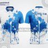 Mẫu áo đồng phục cổ trụ pickleball CLB Hưng Đạo màu xanh biển thiết kế ấn tượng PL869